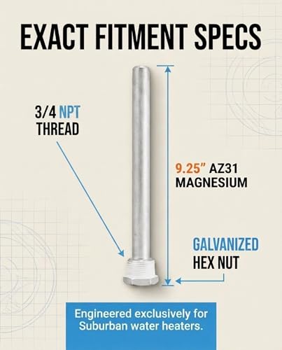 RV Water Heater Anode Rod 2-Pack, Galvanized 9.25”x3/4” NPT - Image 7