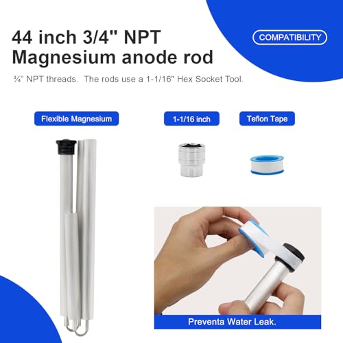 44" Flexible Magnesium Anode Rod, Hot Water Heater Anode | Hand Tools - Image 4
