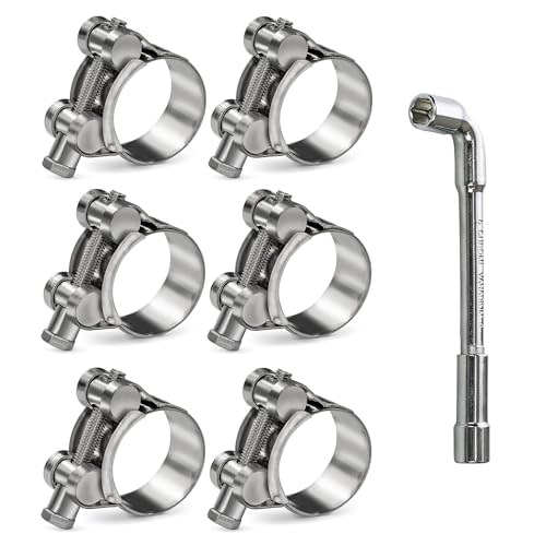 6 Pack 26-28mm (1.02-1.1") T-Bolt Hose Clamp,Stainless | Hand Tools - Image 2