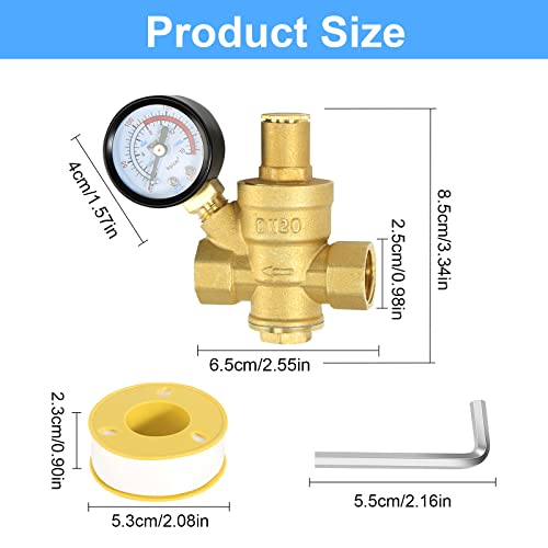Water Pressure Regulator 3/4 inch with Gauge, Made of 100% High - Image 3