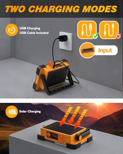 120W Solar Rechargeable 144 LED Work Light, 10000LM Flood Light - Image 6