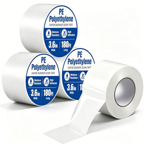 4 Rolls Vapor Barrier Tape, 3.6" x 180 ft, Polyethylene Seam Tape - Image 2