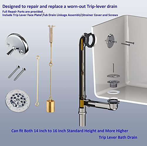 Tub Drain Linkage Assembly with Trip Lever and Strainer - Image 6