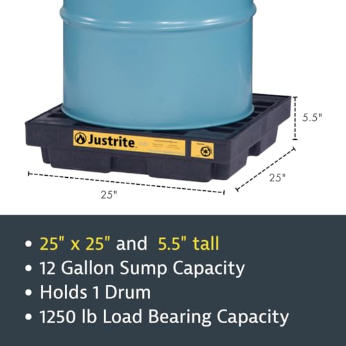 Justrite Low Profile 1 Drum Spill Containment Pallet Accumulation - Image 4
