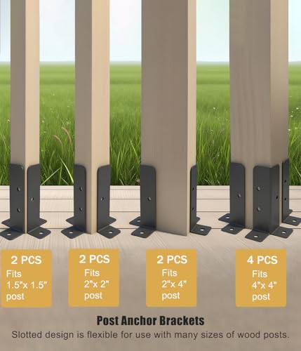8 Pcs Wood Posts Base for Deck Plate Pergola Brackets Fence Kit - Image 4