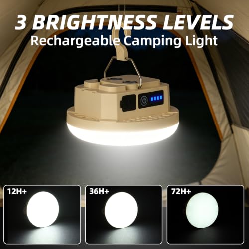 2 Pack Rechargeable Camping Lantern, 3000LM Magnetic, Warm White - Image 4