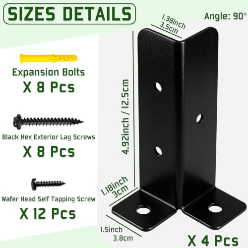 Adjustable Deck Post Anchor Brackets Kit - Fit 1.5x1.5, 2x2 - Image 3