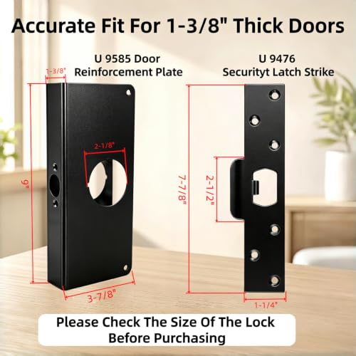 U9476 Strike Plate & U9585 Door Reinforcement Plate For 1‑3/8" - Image 3