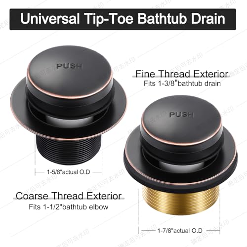 Tub Drain Kit with Bathtub Drain Stopper (Oil Rubbed Bronze) - Image 3