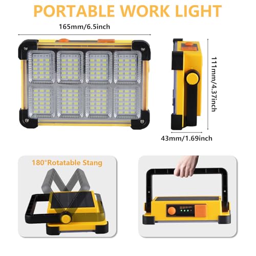 120W LED Solar Work Light, 144 LED 10000LM Portable Flood - Image 4