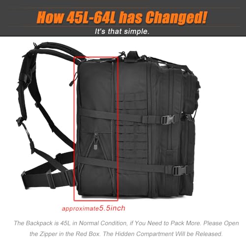 64L Large Tactical Backpack, Military Backpack - Image 5