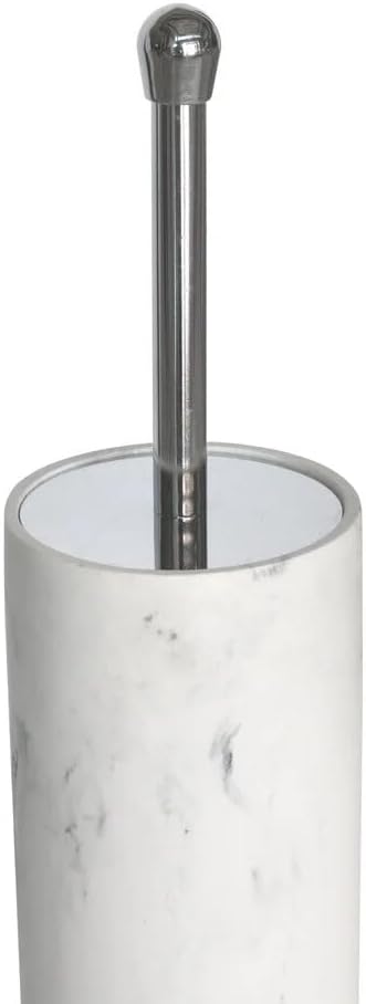 Faux Marble Toilet Brush and Holder, White, Bathroom Cleaning Brush, Toilet Bowl Brush Set, Plastic & Steel Toilet Brush for Bathroom