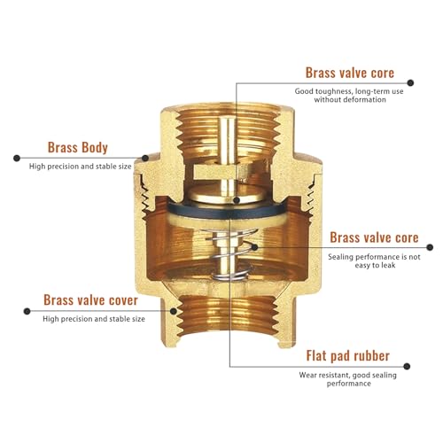 Angry Pony 3/4 Check Valve, Solid Brass Inline One Way Valve - Image 6
