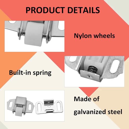 4 Sets Spring Roller Catch Latch with Screws, Roller Wheel - Image 5