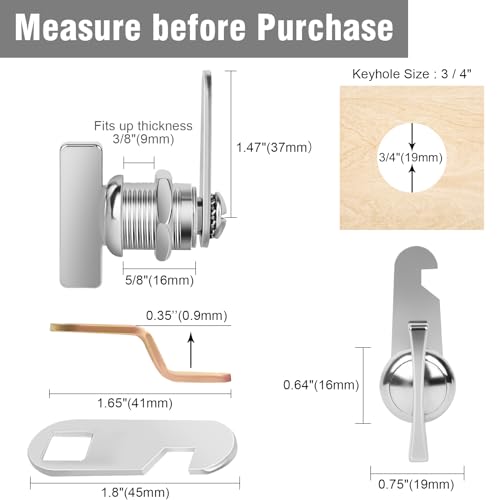 5/8' Cam Locks Thumb Operated Cabinet Lock Replacements RV - Image 3