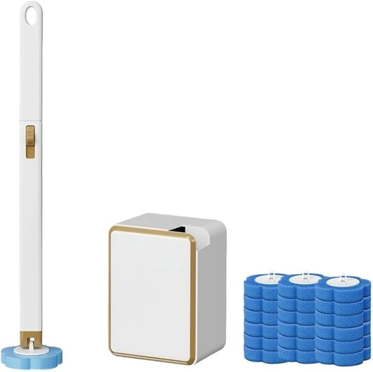 Disposable Toilet Brush and Holder,Cleaning Supplies,Deep Cleaning,Wall Mount Toilet Cleaning System,1 Toilet Wand + 18 Toilet Brush Refill (Ocean Blue Package)