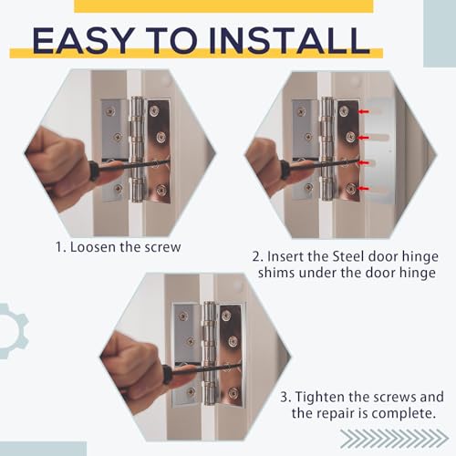 15 Pcs Hardware Door Hinge Shims Stainless Steel Metal | Home Repair - Image 6