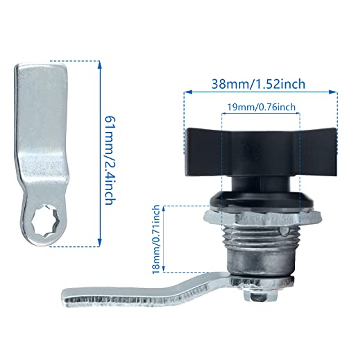 2Pcs Thumb Operated Offset Cam Locks, Black Handle - Image 3