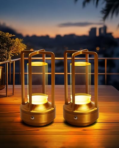 Set of 2 Cordless Table Lamps Rechargeable LED Desk Lamps Gold - Image 2