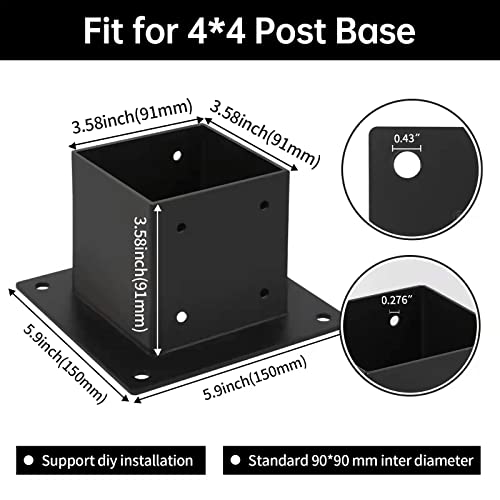 4×4 Post Base 4 Pcs,Deck Post Brackets - Image 3