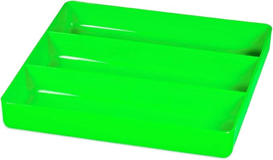 Ernst Manufacturing Toolbox Tray: Stackable Garage Organizer Tray in Green with 3 Compartments - Ideal for Trades, Mechanics, Electricians, Plumbers, Household Use, Hobbies, and More - Heavy Duty