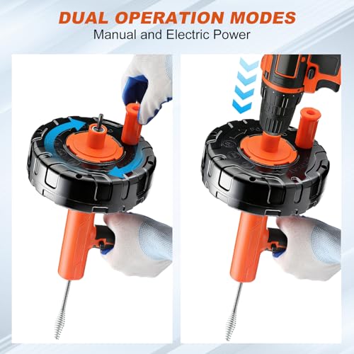 Auto-Feed Drain Snake Auger 25 ft with Drill Adapter - Image 5