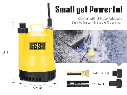 1/6HP Portable Utility Pump Submersible Small Backup Sump - Image 3