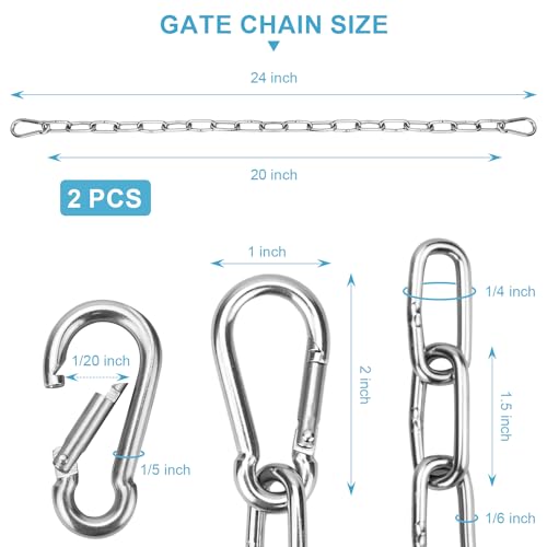 Syocsek 2 Pack Gate Chain Lock for Outdoor Fence with Carabiner - Image 3