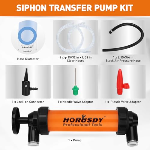 HORUSDY Multi-Use Siphon Transfer Pump Kit Hand Fuel Pumps - Image 3