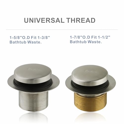 Brushed Nickel Tip Toe Tub Drain Trim Set, 2-Hole Overflow - Image 4