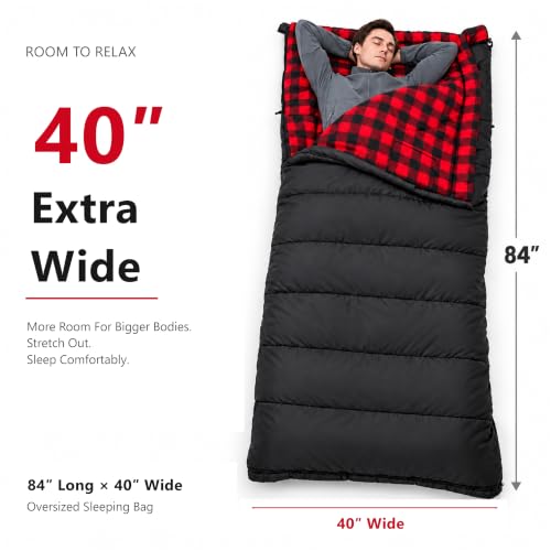 PO PO BEAR 0 Degree Sleeping Bag for Adults, 84" x 40" Big & Tall - Image 3