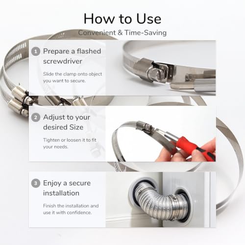 4 Inch Hose Clamp, 6 Pcs Adjustable Stainless Steel Clamp - Image 8