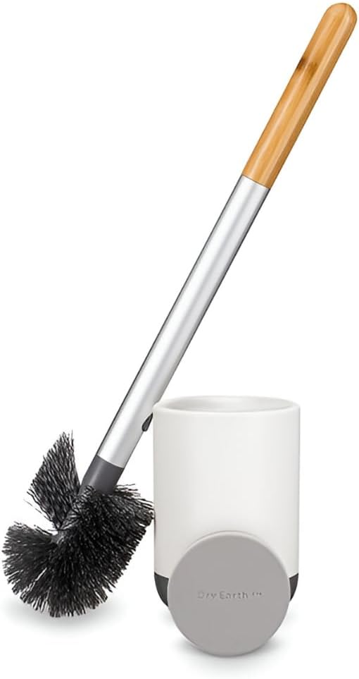 Full Circle Scrub Queen, Bathroom Toilet Brush with Ceramic Holder and Instant-Dry Coating for Mold & Mildew Prevention, More Hygenic Toilet Cleaning Scrubber, Replaceable Head, White
