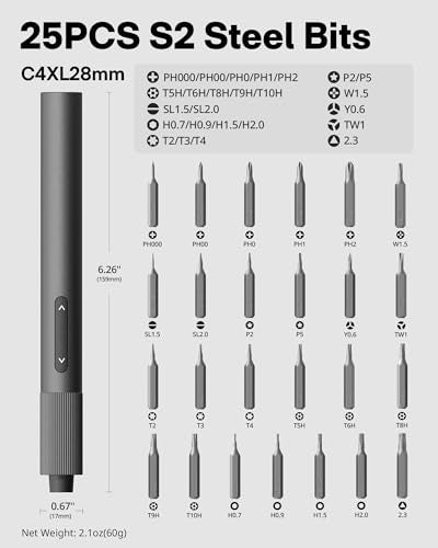 HOTO 25-in-1 Mini Electric Screwdriver, Precision Screwdriver Set - Image 3