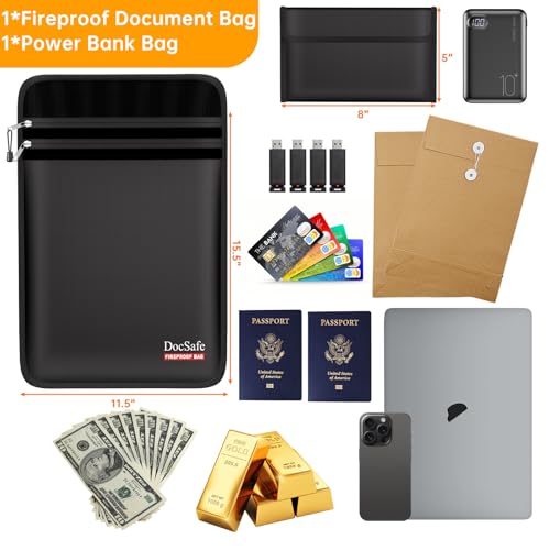 DocSafe Fireproof Document Bag Set(5200℉),Black - Image 7