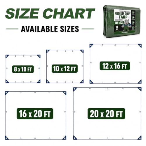 8x10 FT General Green Tarp, 8 Mil Tarp Waterproof - Image 3