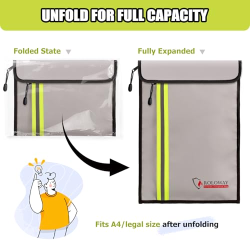 ROLOWAY Fireproof Document Bag (15 x 11 inch) with 2 Pockets - Image 6