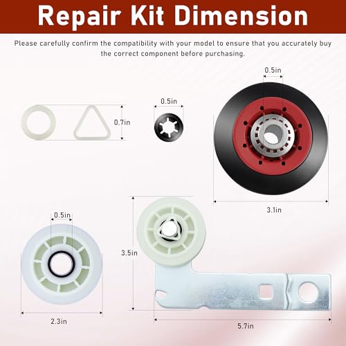 [Upgraded 5-Wheel] 4392067 Dryer Repair Kit & W10837240 | Home Repair - Image 3