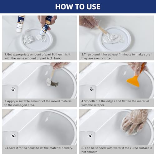 Tub Repair Kit White, Fiberglass Shower tub and Porcelain - Image 5