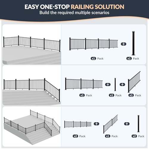 Egadis 2 Pack 36 in x 6 ft Modular Aluminum Deck Railing Kit - Image 4