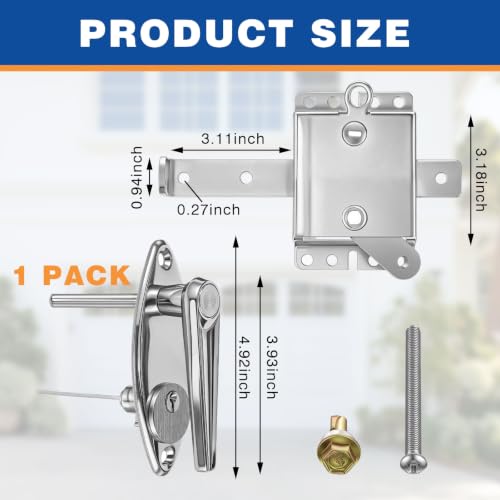 1 Set Garage Door Lock Kit, L-Handle & Keys, Inside Side Latch - Image 3