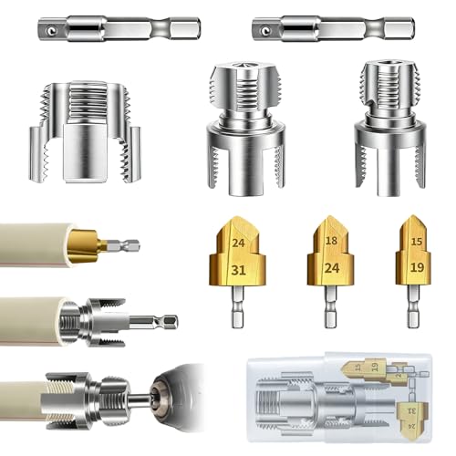 3PCS PVC Pipe Threader Tool Kit-1/2" 3/4" 1" Dual-Function - Image 2