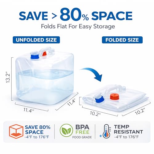 BPA Free Collapsible Water Container Jug with Spigot - Image 3