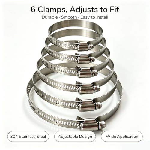 4 Inch Hose Clamp, 6 Pcs Adjustable Stainless Steel Clamp - Image 4