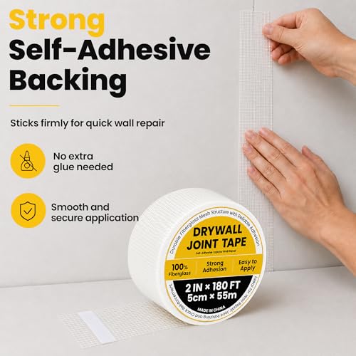 Drywall Tape 2 in x 180 Ft, Self-Adhesive Fiberglass Mesh Tape - Image 4