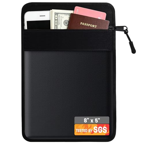 Fireproof Money Bag for Cash, 8x5.3in, Black - Image 2