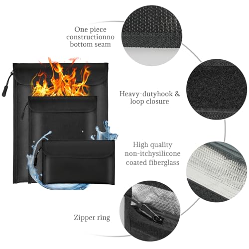 Lihengkong Fireproof Waterproof Document Bag 3-Pack Black 2000℉ - Image 4
