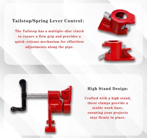 3/4" H-Style Professional Pipe Clamp Set, 4-Pack - Image 3