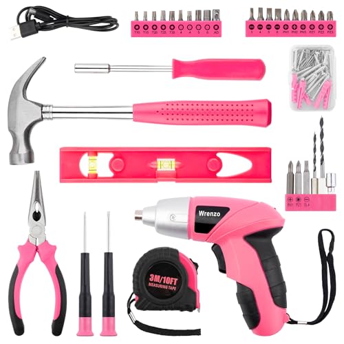112PCS Pink Drill Set, 3.6V USB Cordless Drill & Home Tool Kit - Image 3