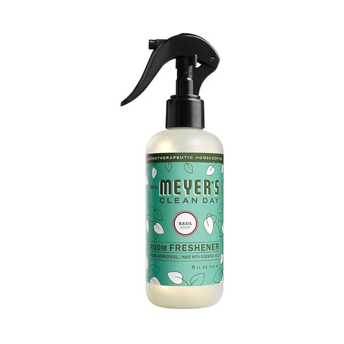 Mrs. MEYER'S Clean Day Basil Scent Variety, 1 Room Freshener 8 OZ, 1 Liquid Dish Soap 16 OZ, 1 Liquid Hand Soap 12.5 OZ, 1 Multi-surface Cleaner 16 OZ, Basil, 1 CT